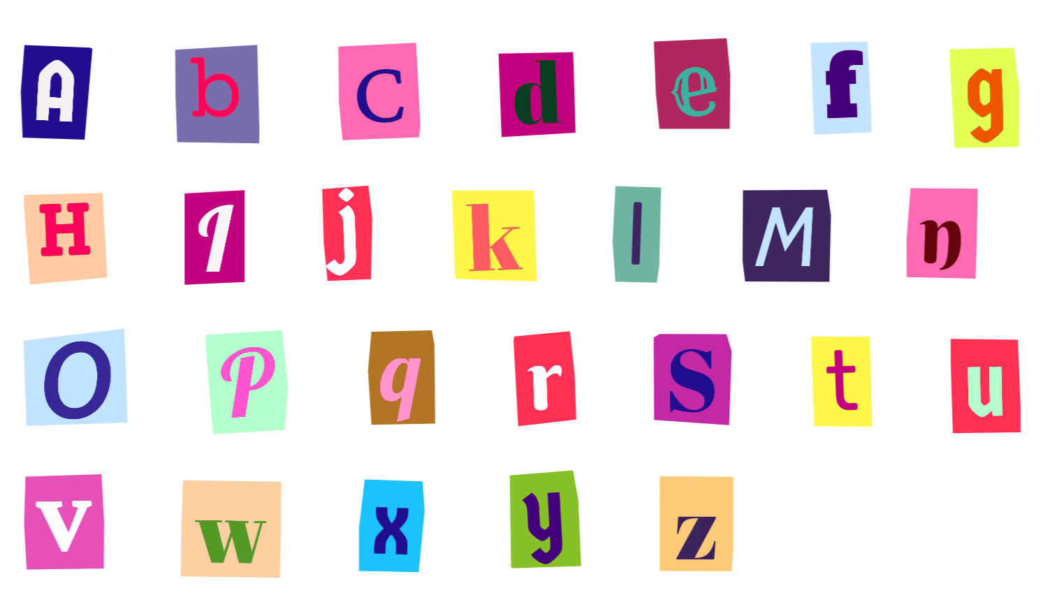 Cutout alphabet assets